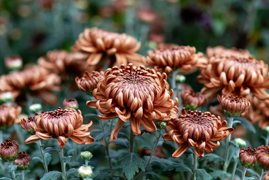 Bronze chrysanthemums
