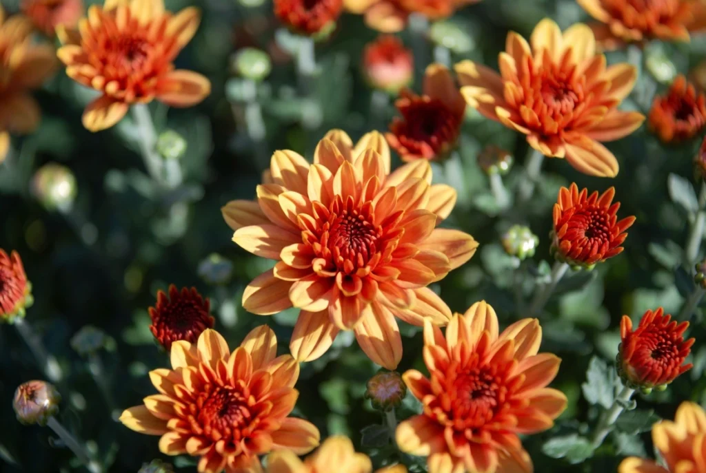 Orange chrysanthemums