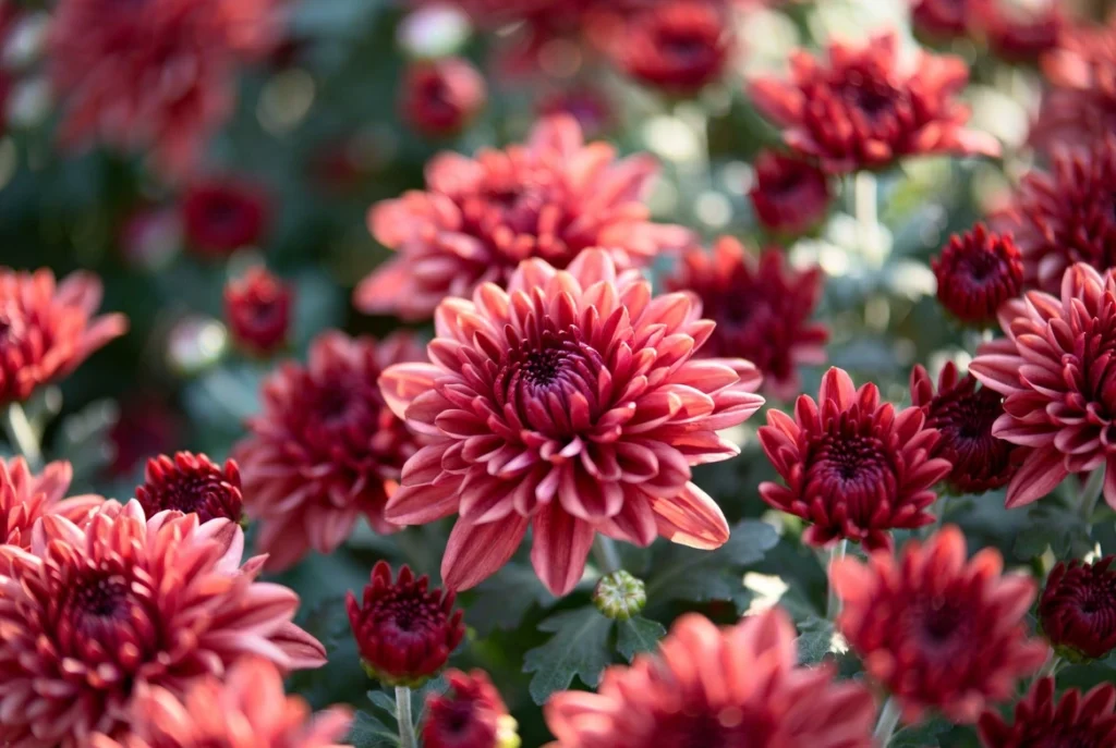 Red chrysanthemums