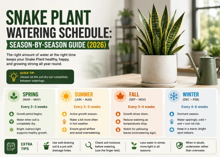 Snake Plant Watering Schedule: Season-by-Season Guide (2026)