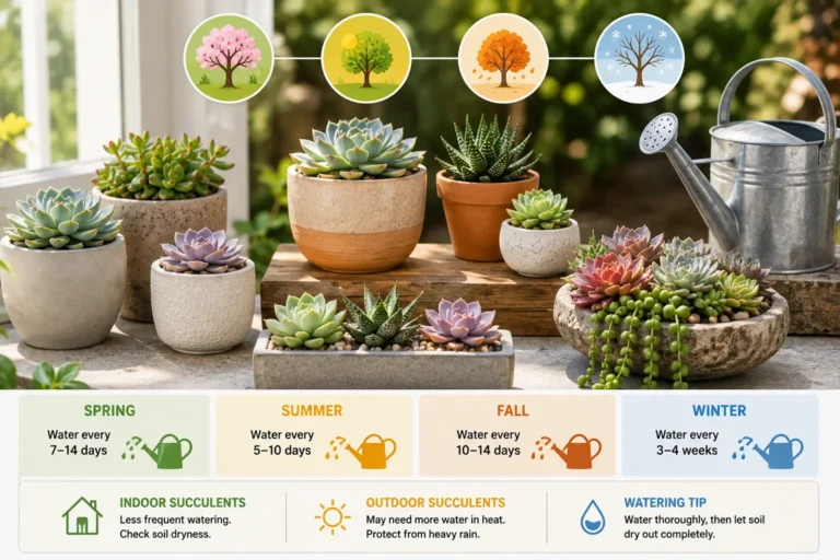 Succulent Watering Schedule: Indoor & Outdoor Guide by Season (2026)