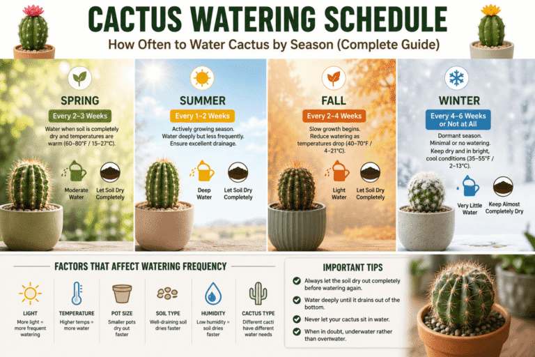 Cactus Watering Schedule: How Often to Water Cactus by Season (Complete Guide)