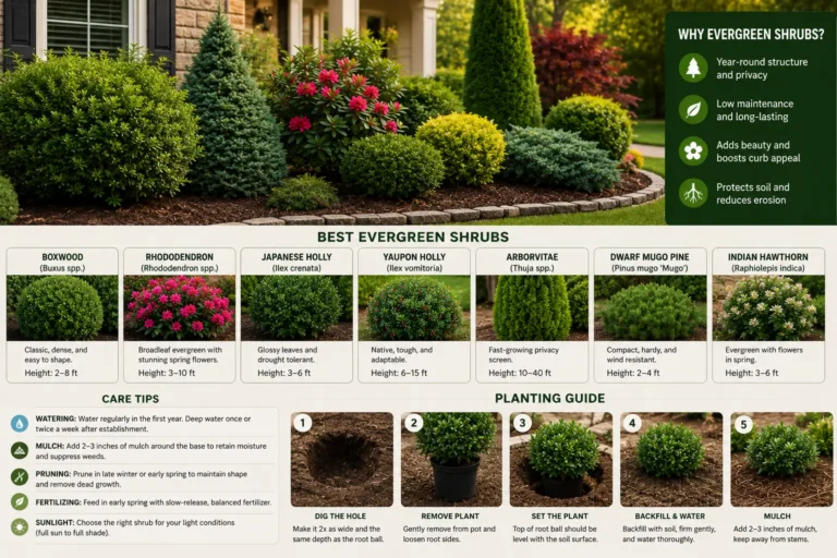 Evergreen Shrubs: Best Varieties, Care & Planting Guide
