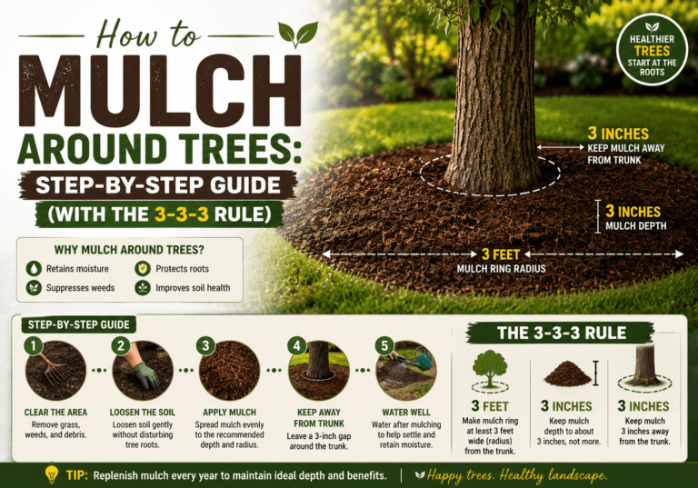 How to Mulch Around Trees: Step-by-Step Guide (With the 3-3-3 Rule)