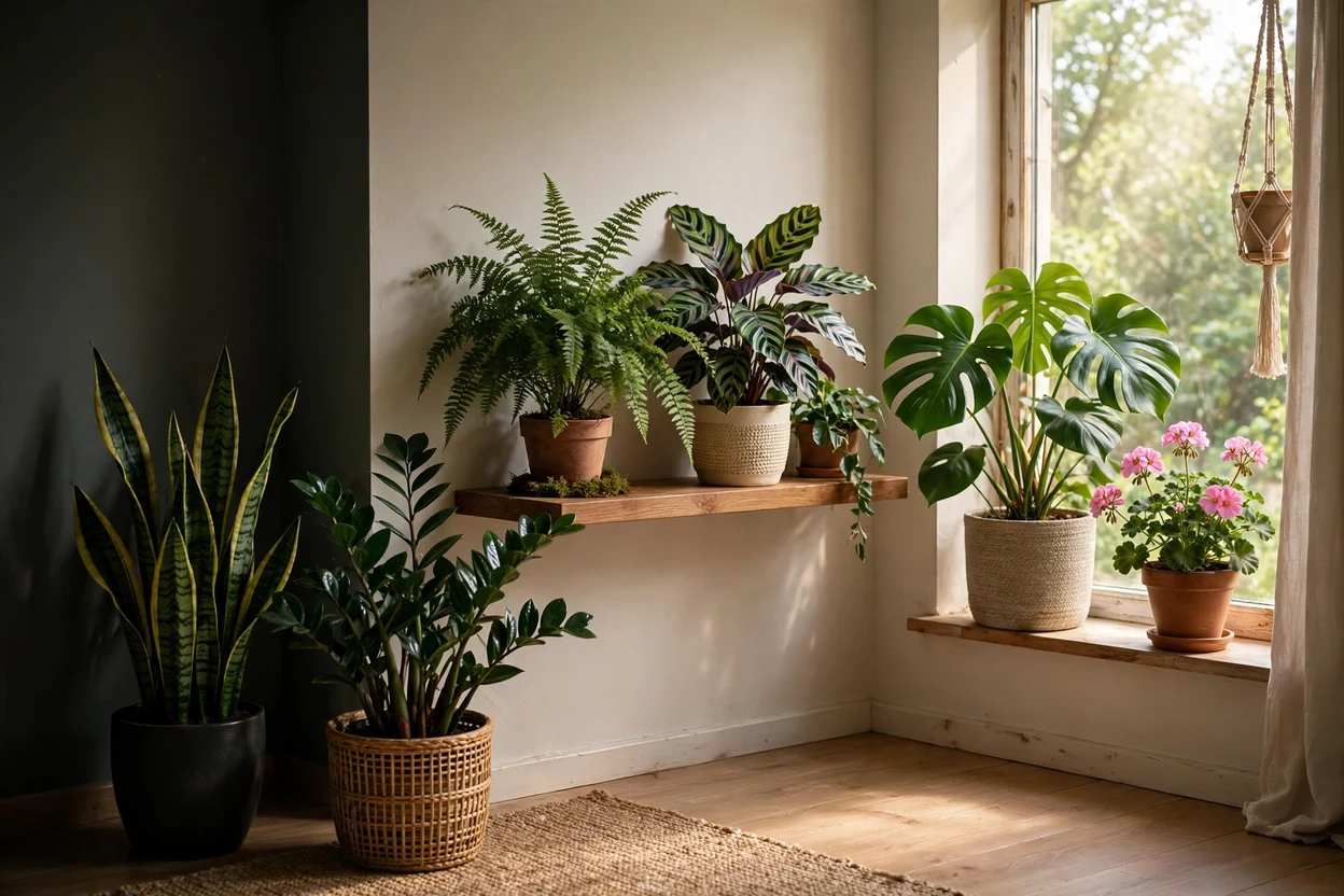Houseplants grouped by light level for a feeding schedule